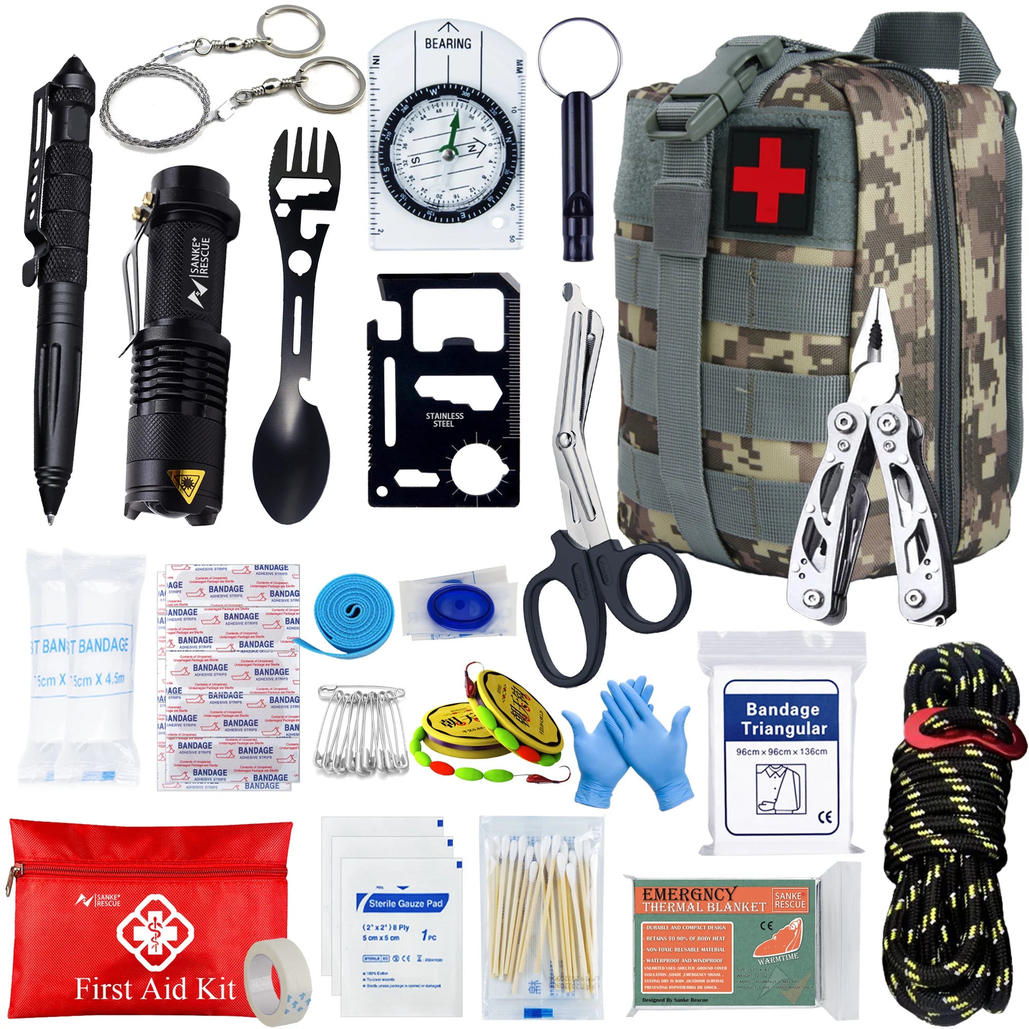 Tactical First Aid Kit – Survival Medical Bag & EDC Pouch for Car and Camping